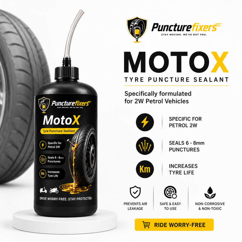 PunctureFixers MotoX — Anti Puncture Tyre Sealant for Bikes & Scooters Under 150cc